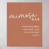 Terracotta Minimalistisch Script Dusche Mimosa Bar Poster (Vorne)