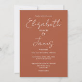 Terracotta Minimalistisch Script Foto Wedding Einladung (Vorderseite)
