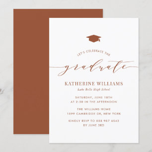 Terracotta Minimalistisch Script Graduation Party Einladung