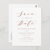 Terracotta Minimalistisch Script QR Code Save the Postkarte (Vorne/Hinten)