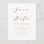 Terracotta Minimalistisch Script QR Code Save the Postkarte (Vorderseite)