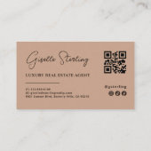 Terracotta Minimalistisch Script QR Code Visitenkarte (Rückseite)