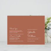 Terracotta Minimalistisch Script Wedding Program (Stehend Vorderseite)