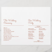 Terracotta Minimalistisch Script Wedding Program (Rückseite)