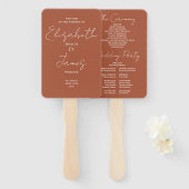 Terracotta Minimalistisch Script Wedding Program Fächer (Vorne und Hinten)
