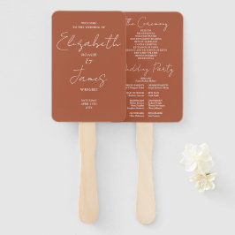 Terracotta Minimalistisch Script Wedding Program Fächer