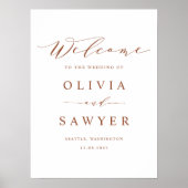 Terracotta Minimalistisch Script Wedding Willkomme Poster (Vorne)