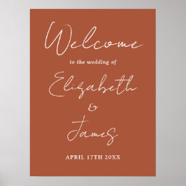 Terracotta Minimalistisch Script Wedding Willkomme Poster