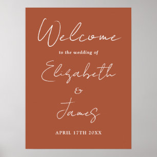 Terracotta Minimalistisch Script Wedding Willkomme Poster