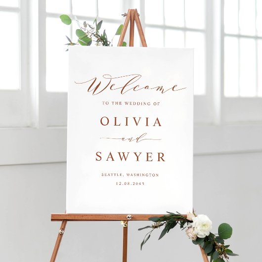 Terracotta Minimalistisch Script Wedding Willkomme Poster