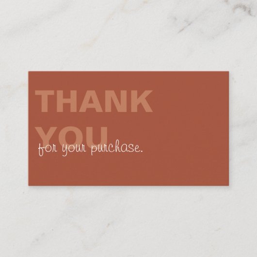 Terracotta Minimalistisch Vielen Dank für Ihren Ei Visitenkarte (Vorderseite)