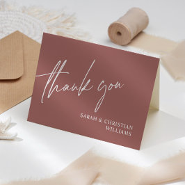 Terracotta Minimalistisch Wedding Dankeschön Karte