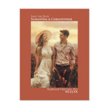 Terracotta Minimalistisch Wedding Foto Save the Da