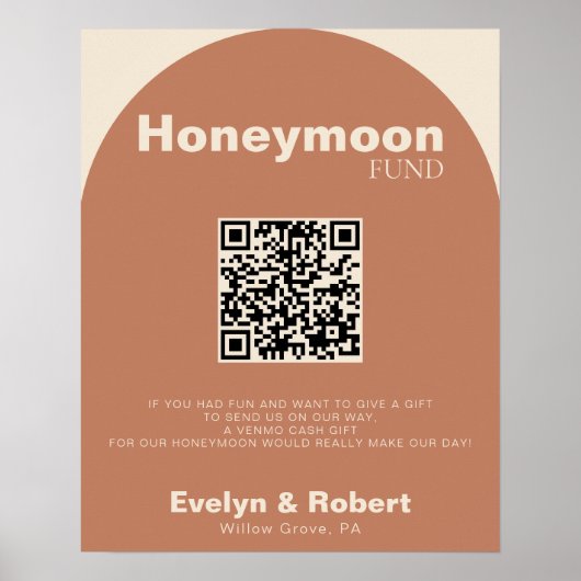 Terracotta Minimalistisch Wedding Honeymoon Fund Poster (Vorne)