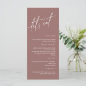 Terracotta Minimalistisch Wedding Menu Menükarte (Stehend Vorderseite)