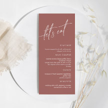 Terracotta Minimalistisch Wedding Menu
