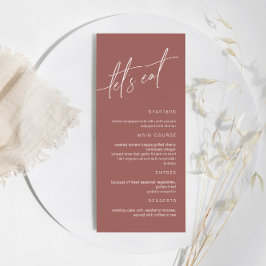 Terracotta Minimalistisch Wedding Menu Menükarte