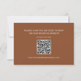 Terracotta Minimalistisch Wedding RSVP QR Code Car Mitteilungskarte