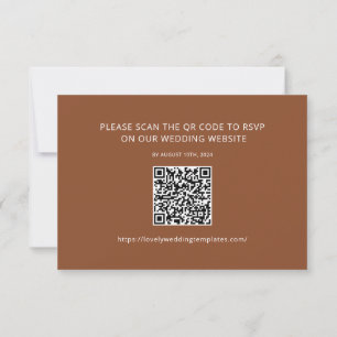 Terracotta Minimalistisch Wedding RSVP QR Code Car Mitteilungskarte