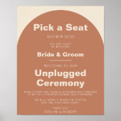 Terracotta Minimalistisch Wedding Unplugged Zeremo Poster (Vorne)