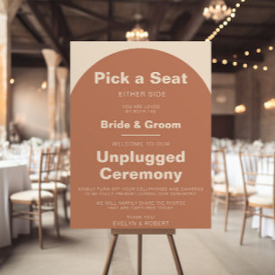 Terracotta Minimalistisch Wedding Unplugged Zeremo Poster