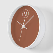 Terracotta Minimalistisch White Monogram Uhr (Winkel)