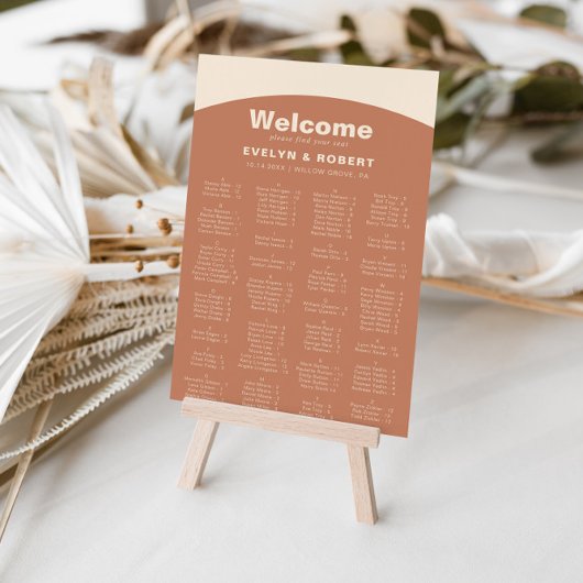 Terracotta Minimalistische Alphabetisierungstabell Poster