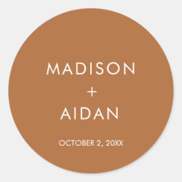 Terracotta Minimalistische Gastgeschenke Hochzeite Runder Aufkleber