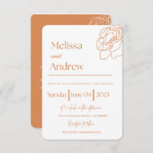 Terracotta Minimalistische Hochzeit Einladung (Vorne/Hinten)