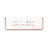 Terracotta Minimalistische Hochzeitrücksendeadress (Vorne)