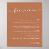 Terracotta Minimalistische Hochzeitsmenü, Drink Me Poster (Vorne)
