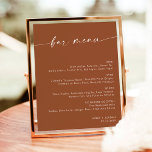 Terracotta Minimalistische Hochzeitsmenü, Drink Me Poster<br><div class="desc">Dieses wunderschöne Drink Menu Sign bietet eine wunderbar moderne minimalistische Eleganz,  um Ihre Hochzeit oder besondere Veranstaltung zu zeigen. Bearbeiten Sie die meisten Texte einfach,  um sie Ihrem Stil anzupassen. Text- und Hintergrundfarben sind vollständig editierbar —> klicken Sie auf die Schaltfläche "Weitere Anpassungen",  um sie zu bearbeiten!</div>