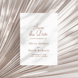 Terracotta Minimalistische Save the Date Karte