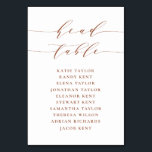 Terracotta Minimalistische Script-Hochzeit Tischnummer<br><div class="desc">Anpassbare Sitzpläne für die Tischnummer. Es verfügt über eine Terrakotta-Klangschrift und klassische Typografie. Personalisieren Sie Ihre persönlichen Daten,  indem Sie Ihre eigenen Daten hinzufügen. Dieser minimalistische Tisch ist ideal für Hochzeiten,  Babyduschen,  Brautpartys,  Geburtstage und vieles mehr.</div>