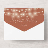 Terracotta Minimalistische Script String Lights We All In One Einladung (Rückseite)