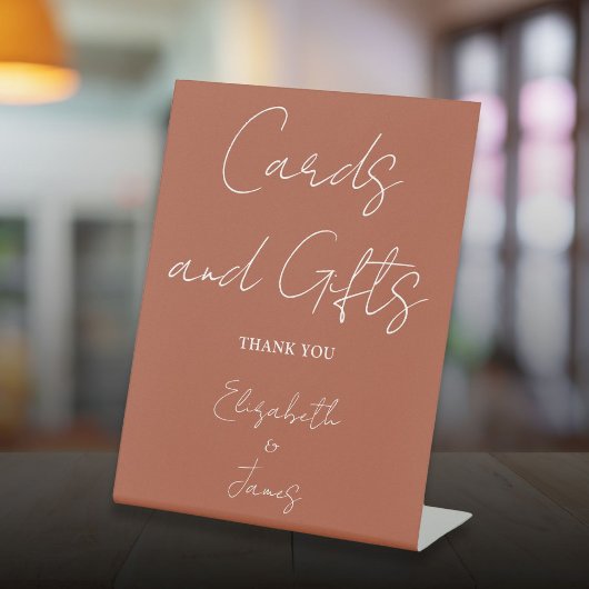 Terracotta Minimalistische Skriptkarten und Gesche Sockelschild