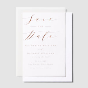 Terracotta Minimalistische SkriptWedding Save the Pergament Einladungen