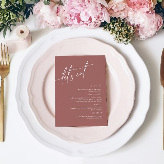 Terracotta Minimalistische Wedelkarte Menükarte