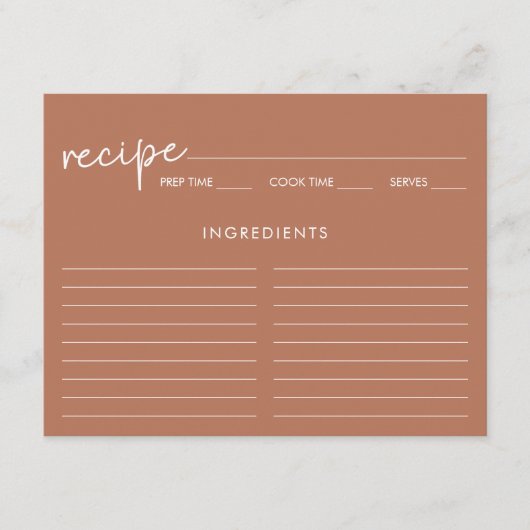 Terracotta Minimalistisches Brautparty Begleitkarte (Vorderseite)