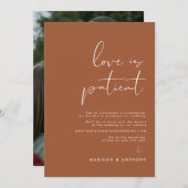 Terracotta Minimalistisches Foto Hochzeit Einladung (Vorne/Hinten)