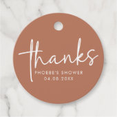 Terracotta Minimalistisches Script-Brautparty Geschenkanhänger (Vorderseite)