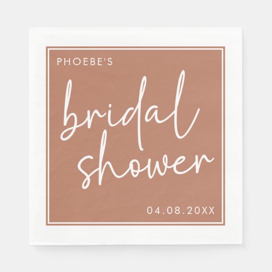 Terracotta Minimalistisches Script-Brautparty Serviette (Vorderseite)