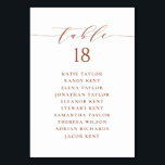 Terracotta Minimalistisches Skript Hochzeitsplan Tischnummer<br><div class="desc">Anpassbare Sitzpläne für die Tischnummer. Es verfügt über eine Terrakotta-Klangschrift und klassische Typografie. Personalisieren Sie Ihre persönlichen Daten,  indem Sie Ihre eigenen Daten hinzufügen. Dieser minimalistische Tisch ist perfekt für Hochzeiten,  Babyduschen,  Brautpartys,  Geburtstage und vieles mehr.</div>