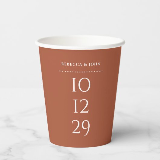 Terracotta Minimalistisches Special Pappbecher (Rückseite)