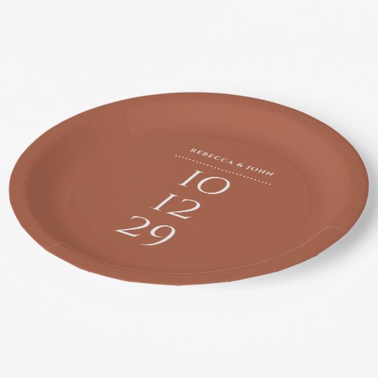 Terracotta Minimalistisches Special Pappteller (Schrägansicht)