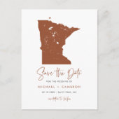 Terracotta Minnesota Karte QR-Code Save the Date (Vorderseite)