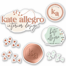 Terracotta & Mint Terrazzo Custom Company Logos Aufkleber