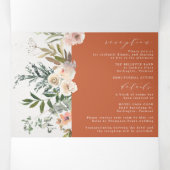 Terracotta mit floraler Oberfläche in einer Hochze Dreifach Gefaltete Einladung (Innenseite Mitte)