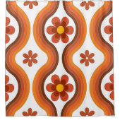 Terracotta Mitte Jahrhundert Modernes Rainbow Retr Duschvorhang (Vorderseite)