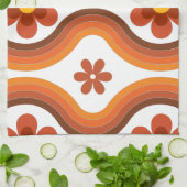 Terracotta Mitte Jahrhundert Modernes Rainbow Retr Geschirrtuch (Gefaltet)